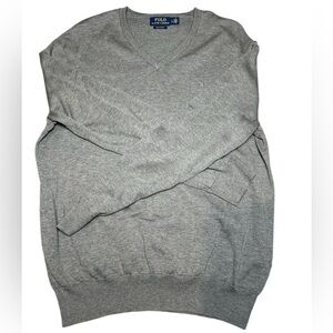 Polo Ralph Lauren Men's V-Neck Sweater in Gray Pima cotton LG